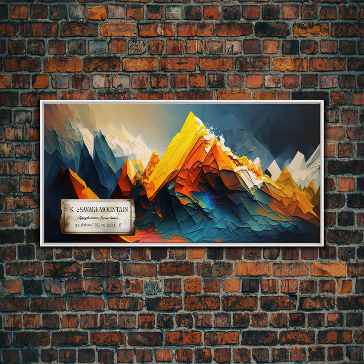 K-2 Savage Mountain, Framed Wall Art, Travel Poster / Travel Art, Mountain Painting Print