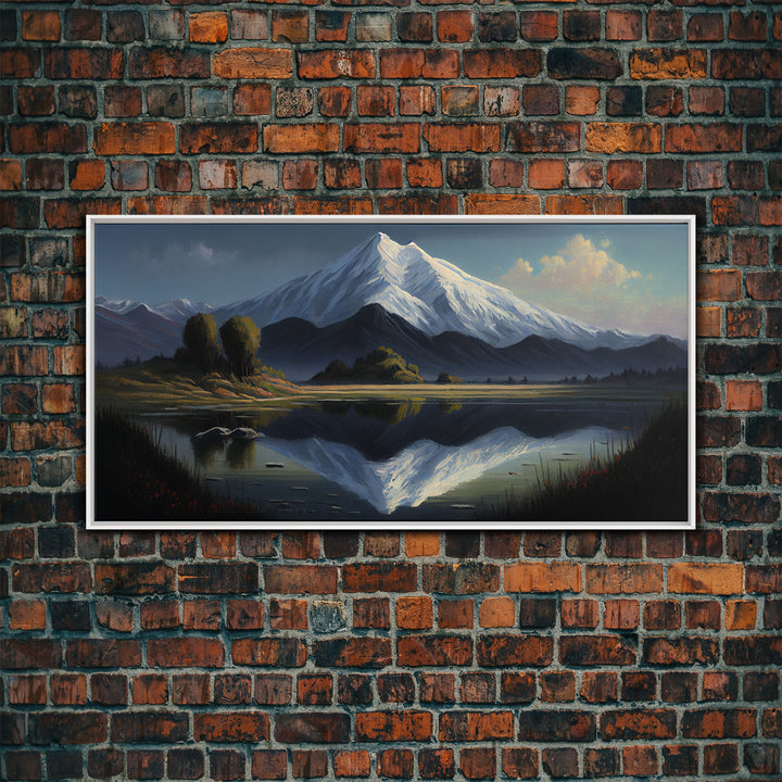 Mount Rainier, Framed Canvas Print, Mountain Landscape Painting Print, Wall Decor, Living Room Art