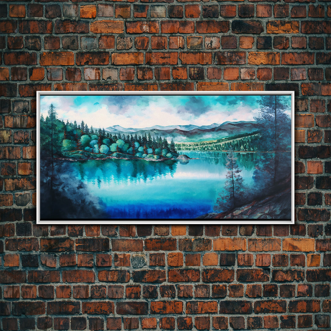 Blue Lake Art | Framed Canvas Print | Blue Lake Painting | Oregon Lake House Decor | Guest Room Landscape Painting | Cascade Lakes Painting