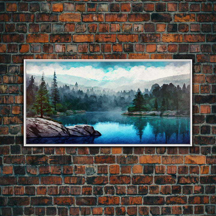 Blue Lake Art | Framed Canvas Print | Blue Lake Painting | Oregon Lake House Decor | Guest Room Landscape Painting | Trillium Lake Painting