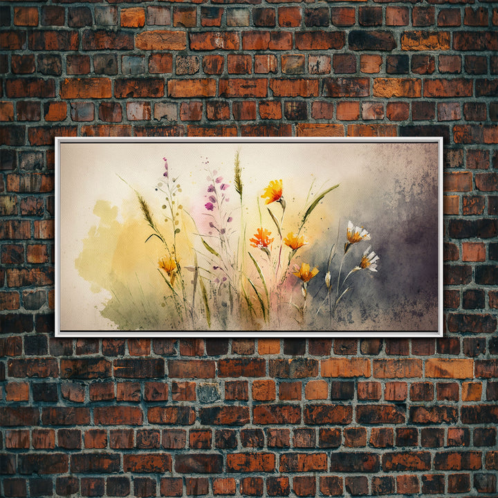 WILDFLOWERS Watercolor Floral Framed Canvas Print