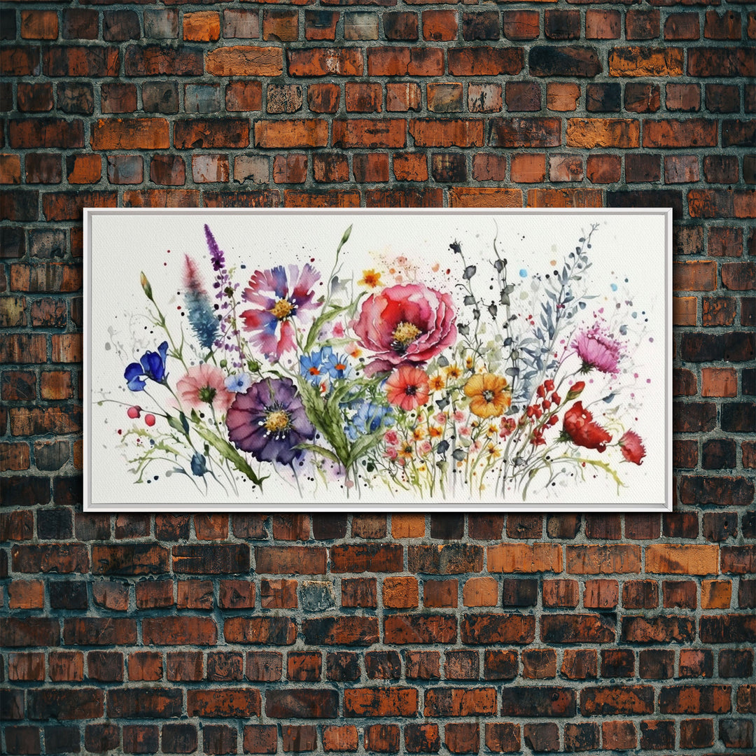 Wall Art Wildflower Watercolors, Colorful Floral Prints, Framed Canvas Print, Original Watercolor Painting Print, Mother's Day