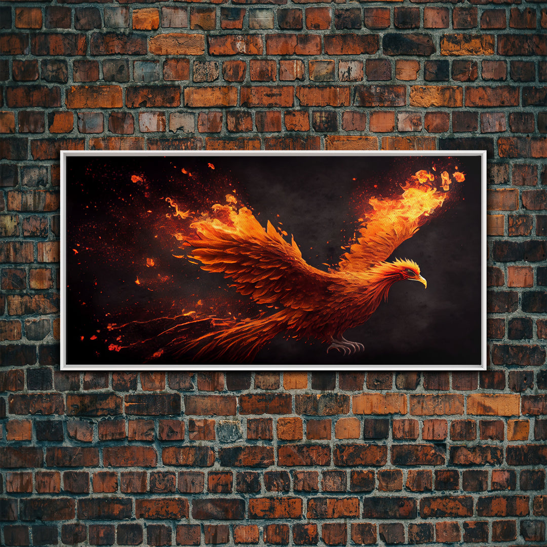 The Phoenix, Wall Art, Phoenix Bursting Into Flames, Fire, Framed Canvas Print, Unique Wall Art, Gift