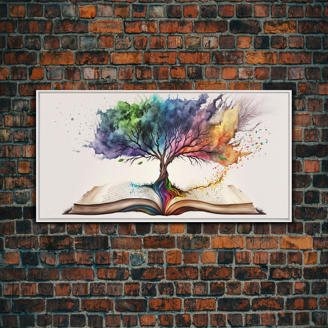 Tree of Knowledge, Framed Wall Art, Canvas Print, Watercolor, Huge Wall Art, Gift, Living Room Art, Fantasy Decor