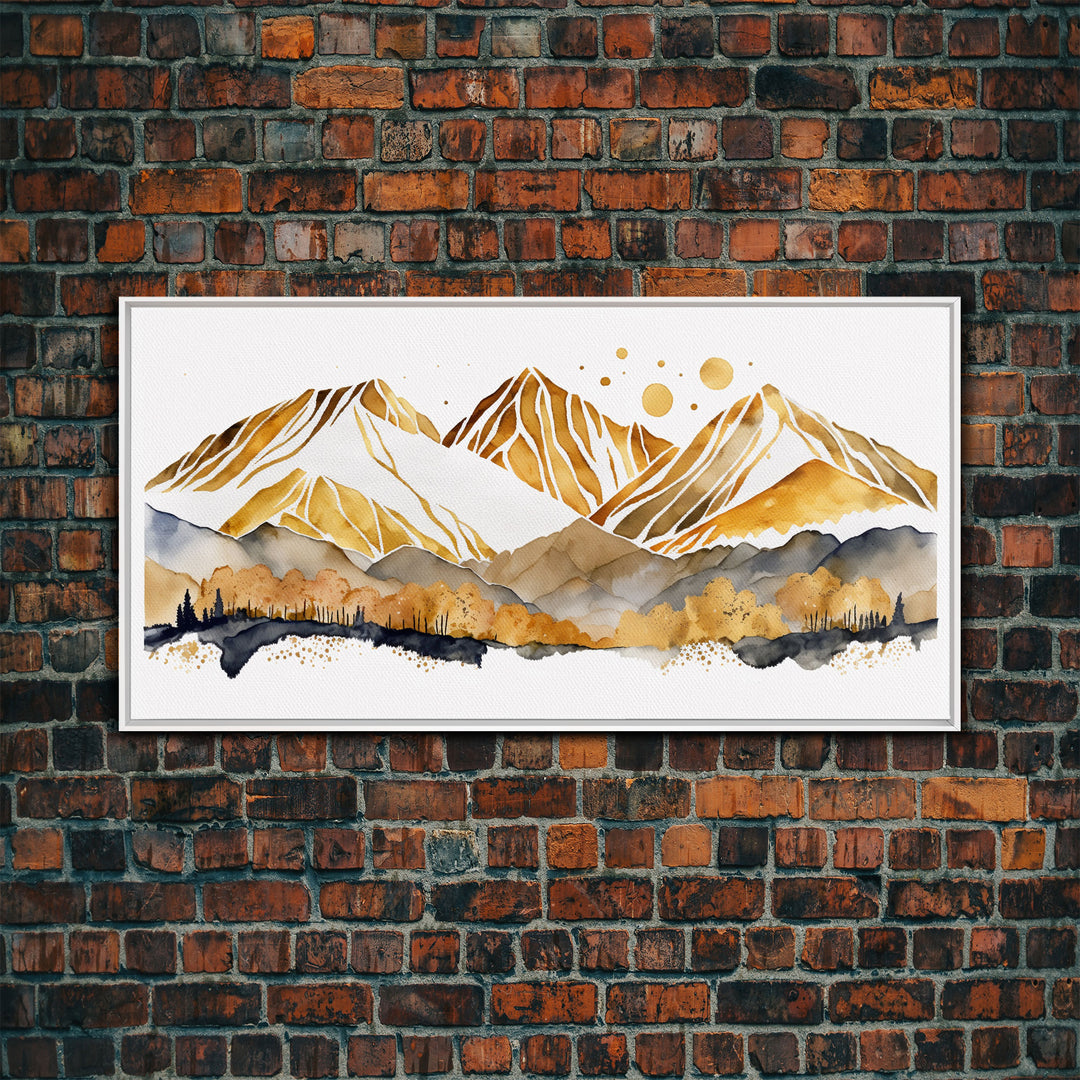 Golden Mountains Wall Art, Framed Canvas Print, Wall Decor, Mountain View, Smokey Mountain, Housewarming Gift, Mountain Painting