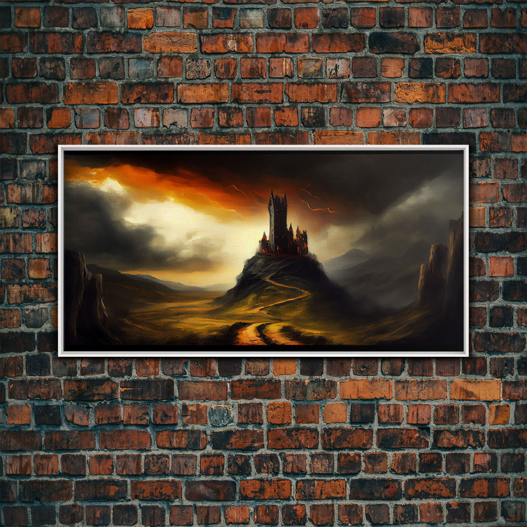 High Fantasy Art, The Dark Castle, Framed Canvas Print, Moonlit Fantasy, Custom Fantasy Art, fantasy art canvas