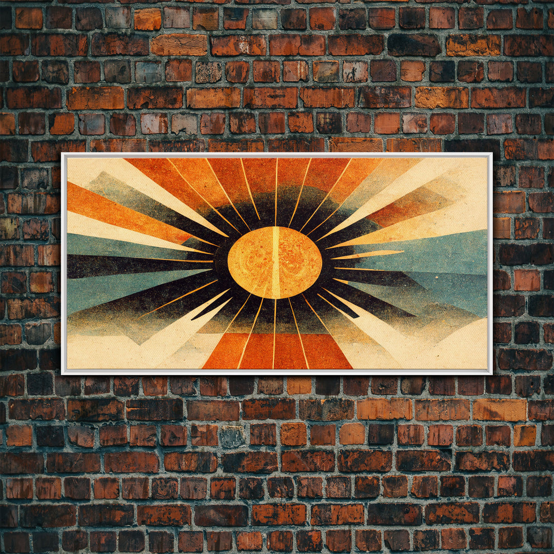 Abstract Midcentury Modern Sunburst, Canvas Print, Art Deco Style wall art, sun with sun rays, sun burst, boho style, ready to hang