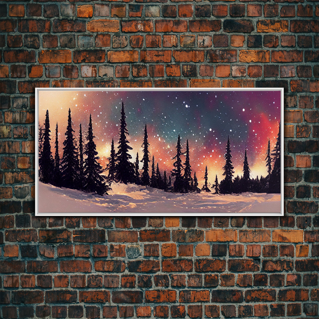 Snowfall in the forest, canvas print, winter wall art