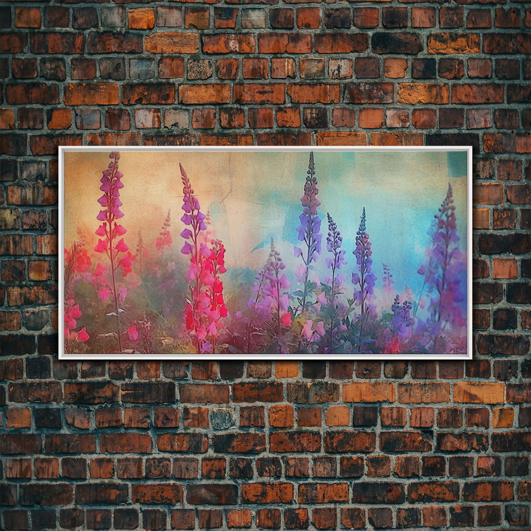 Snap Dragons Wall Art, Spring Flowers Wall Decor, Floral Wall Art, Nature, Panoramic Wall Decor, Canvas Print, Wall Art, Framed Canvas Art