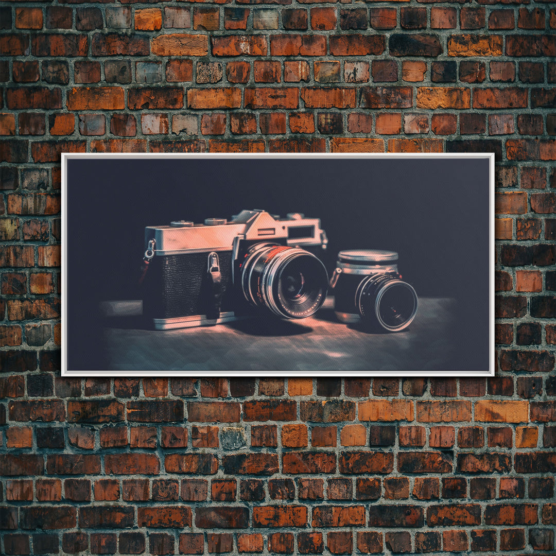 Film Camera Wall Decor, Camera Wall Art, Retro Wall Art, Photography Art, Panoramic Wall Decor, Canvas Print, Wall Art, Framed Canvas Art