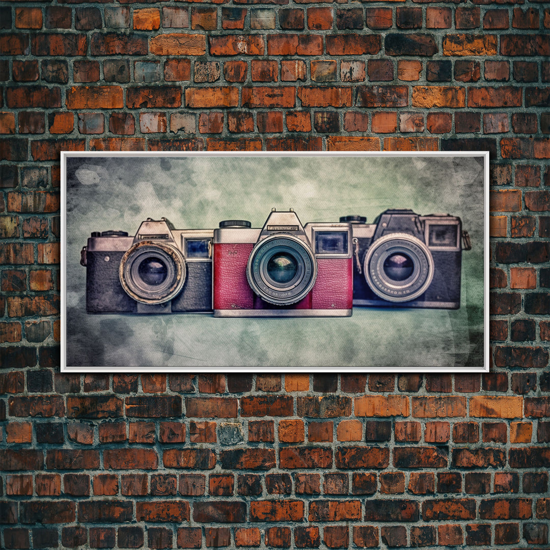 Film Camera Wall Decor, Retro Camera Wall Art, Red Camera, Photography Art, Panoramic Wall Decor, Canvas Print, Wall Art, Framed Canvas Art