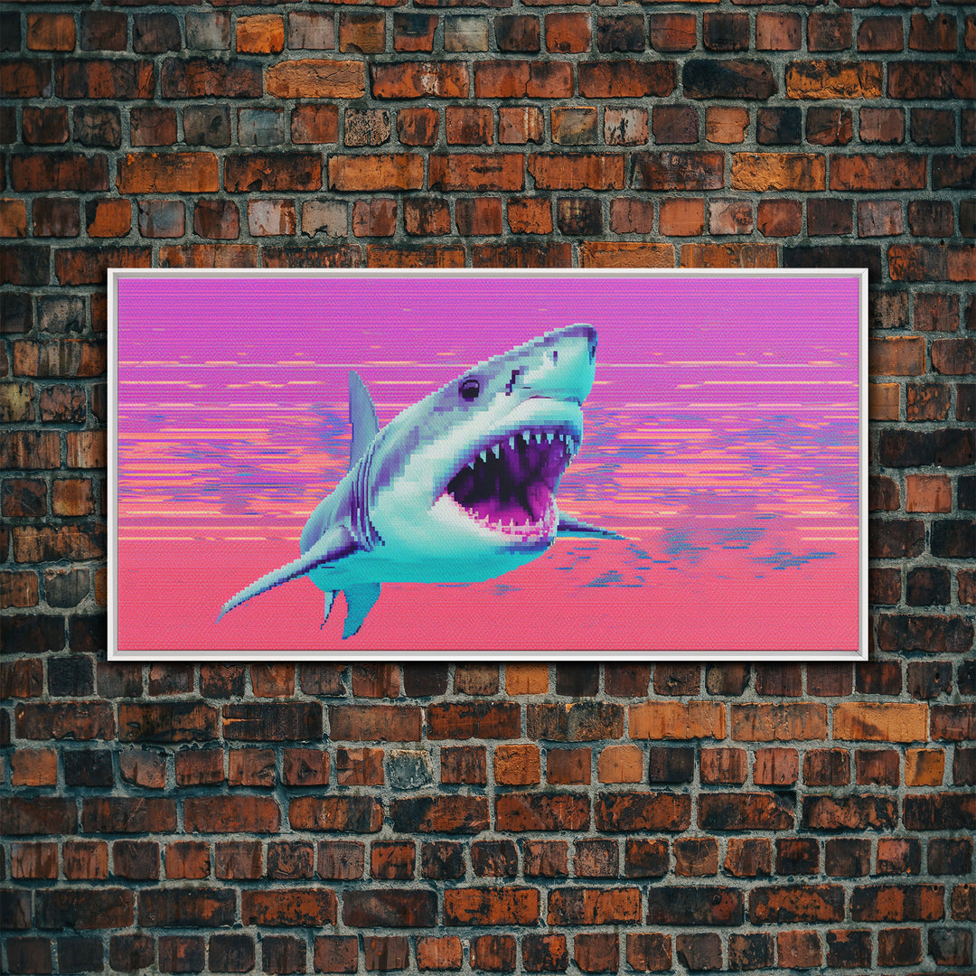 Shark Wall Art, Animal Wall Decor, Ocean Wall Art, Nature Wall Decor, Panoramic Wall Decor, Canvas Print, Wall Art, Framed Canvas Art