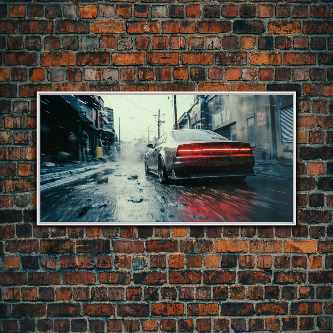 Cool Supercar Art, Framed Canvas Print, Cyberpunk Sportscar Painting, Futuristic Supercar Painting, Man Cave Decor, Gift For Him, Car Guy