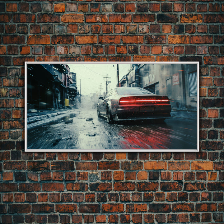 Cool Supercar Art, Framed Canvas Print, Cyberpunk Sportscar Painting, Futuristic Supercar Painting, Man Cave Decor, Gift For Him, Car Guy