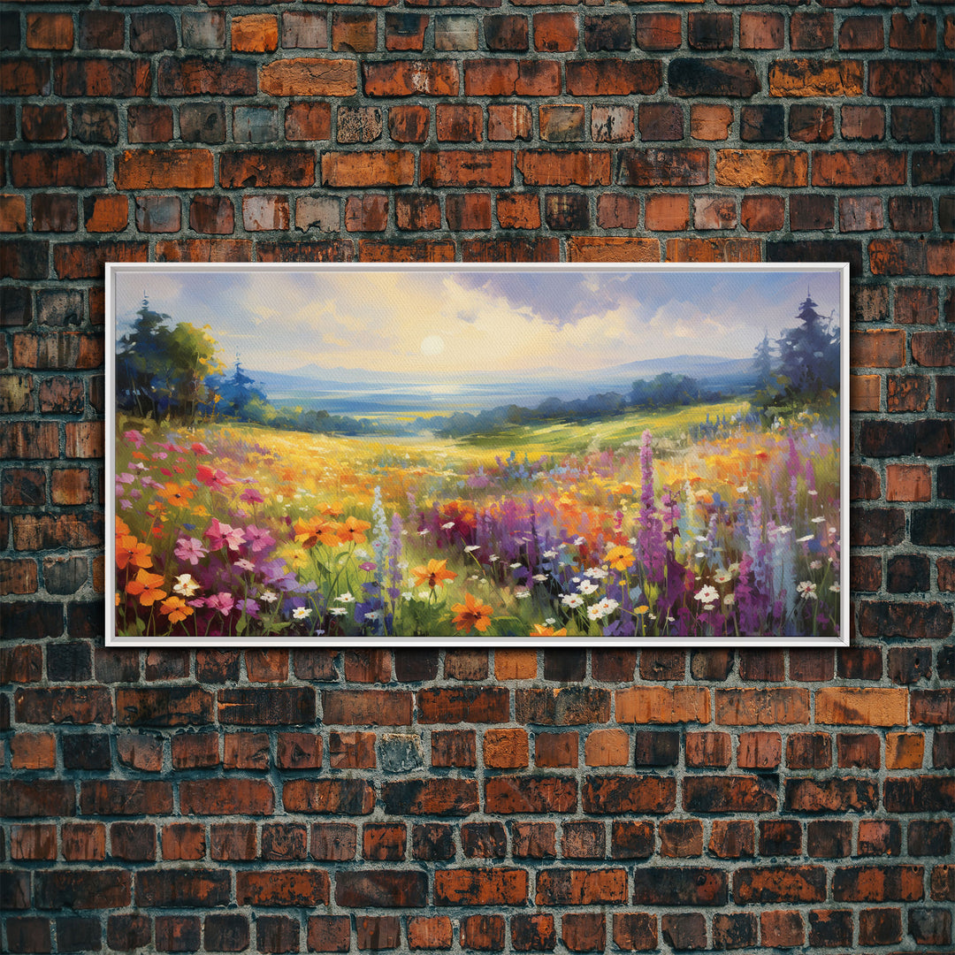 The Meadow, Gallery Wall Art, Framed Canvas Print, Original Oil Painting Reproduction Print, Landscape Art, Guest Room Decor