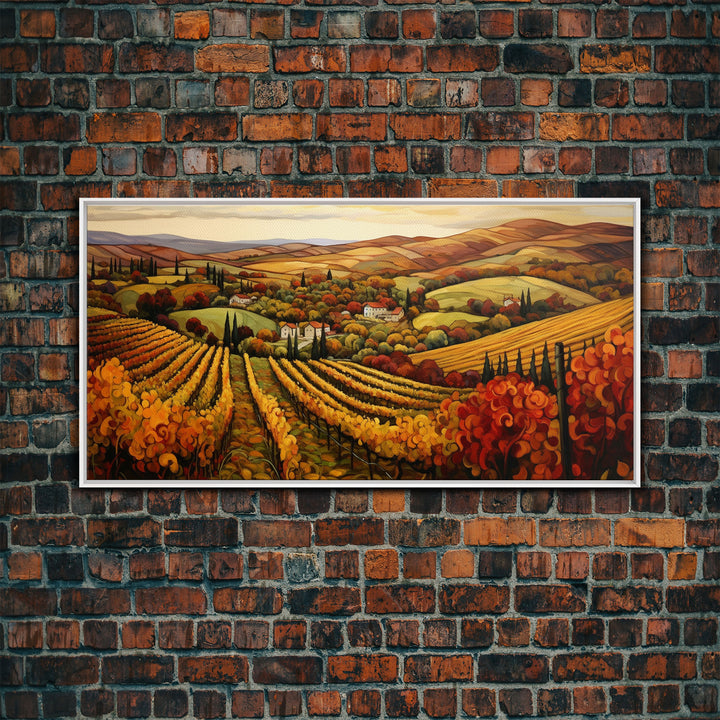 The Italian Countryside In The Fall, Framed Canvas Print, Boho Decor, Autumn Art, Fall Decor, Farmhouse Decor, Best Seller, Fall Centerpiece