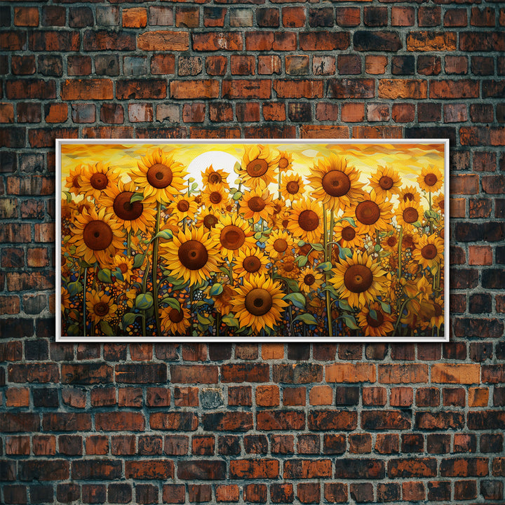 Sunflowers Wall Art, Yellow Flower Art, Field Of Flowers, Panoramic Art, Wall Art, Canvas Art, Landscape Art, Business Gift, Southern Decor