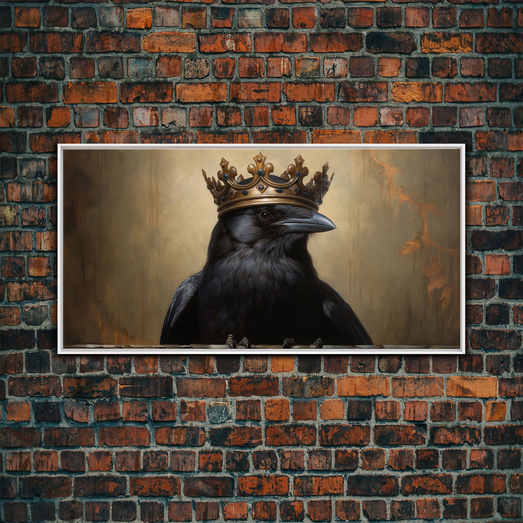 The Raven King, Framed Canvas Print, Cool Halloween Decor, Gothic Crow Art, Victorian Oil Painting, Halloween Art, Goth Decor