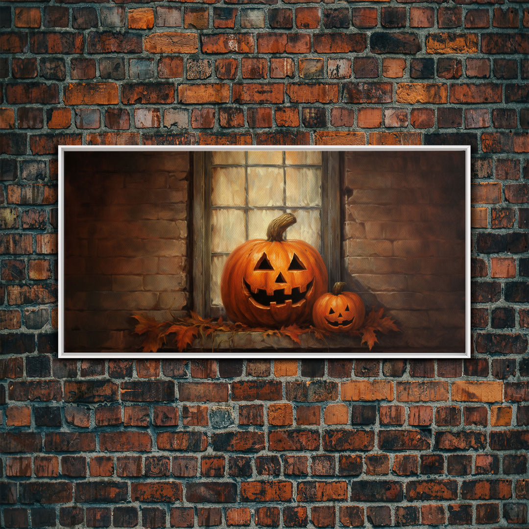 Spooky Art, Halloween Art, Jack O Lantern Art, Framed Canvas Print, Halloween Decor, Halloween Art Prints, The Jack O Lantern In The Window