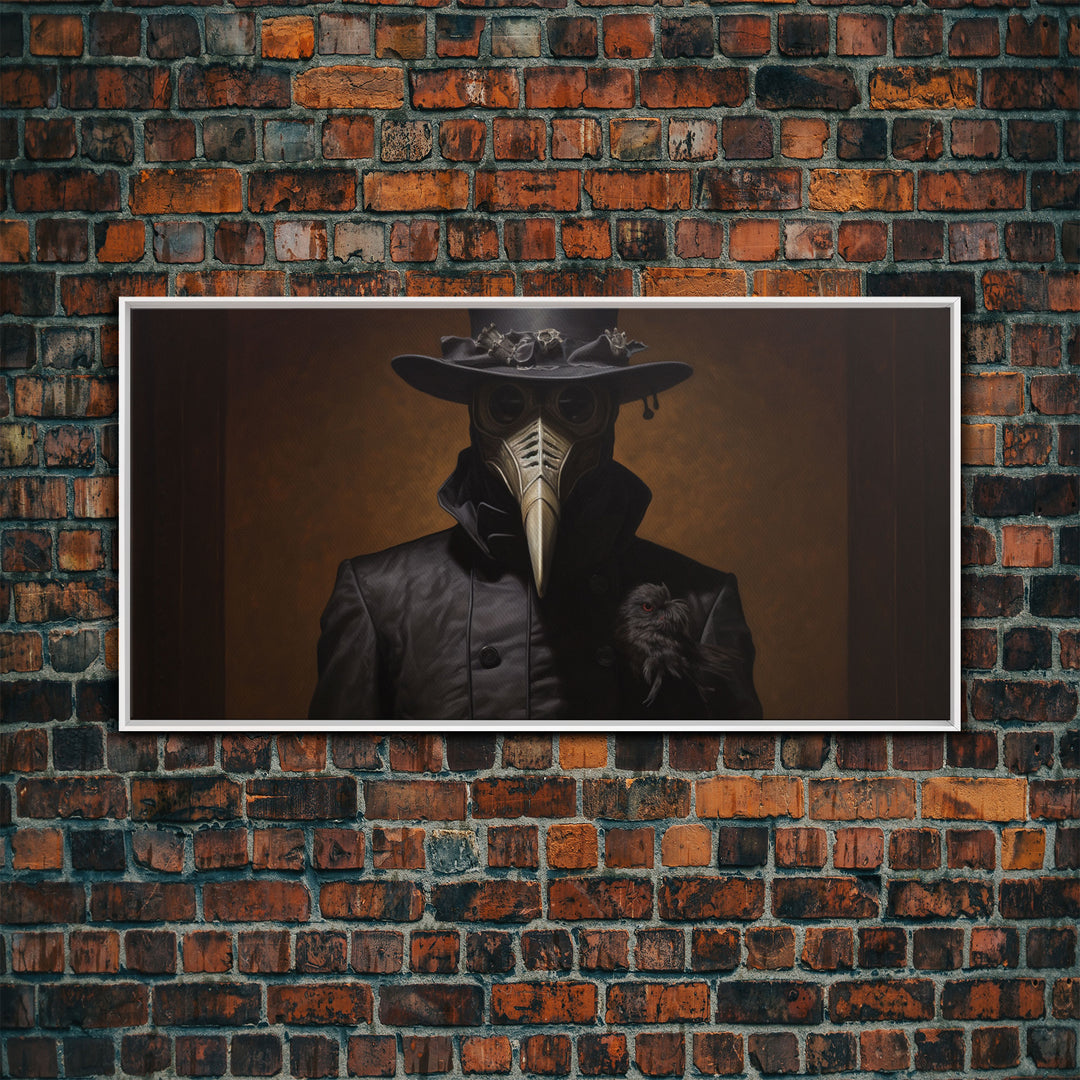 The Plague Doctor, Dark Academia, Framed Canvas print, Halloween Art Prints, Spooky Victorian Oil Painting Print, Halloween Decor