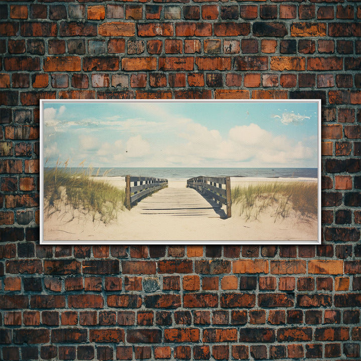 The Boardwalk Framed Canvas Print - Unique Beach Art - South Florida Photography Print - Florida Beaches - Beachhouse Decor Wall Art