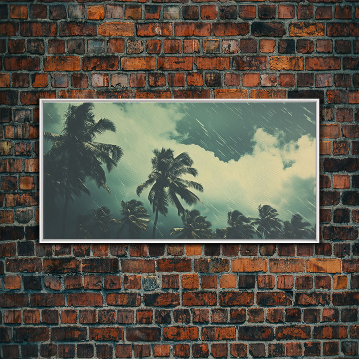 A Florida Rain Storm, Framed Canvas Print, Liminal Art, Liminal Spaces, Framed Wall Art, Game Room Decor, Dark Moody Art