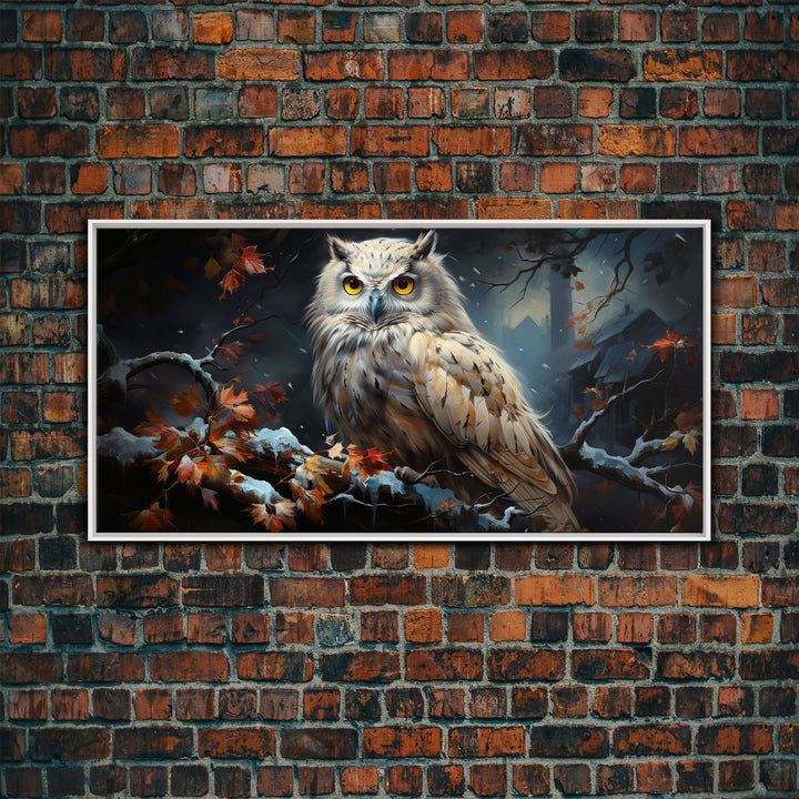 Winter Owl Print - Framed Canvas Art - Owl Print, Owl Art, Owl Wall Art, Owl Painting, Owl Poster, Winter Decor, Snow Owl