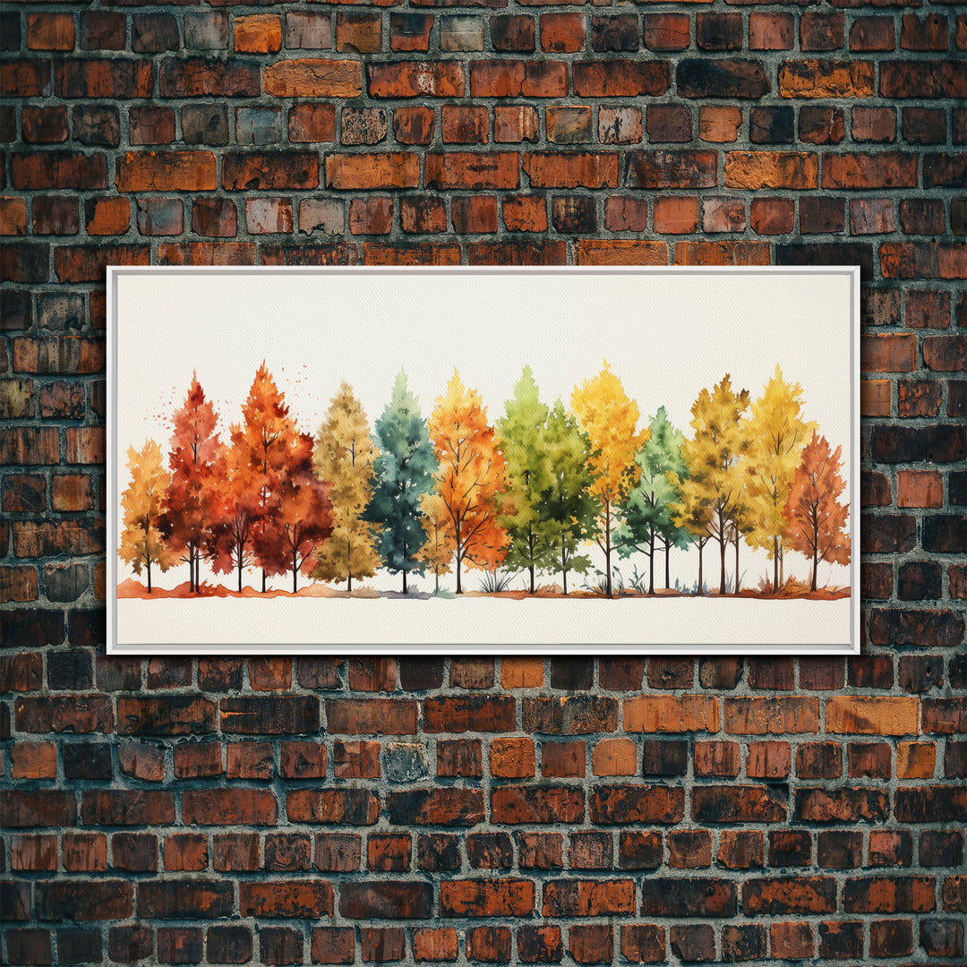 Autumn Decor - The Changing Of The Leaves - Framed Canvas Print - Fall Painting - Fall Centerpiece - Orange Leaves - Rustic Farmhouse Decor