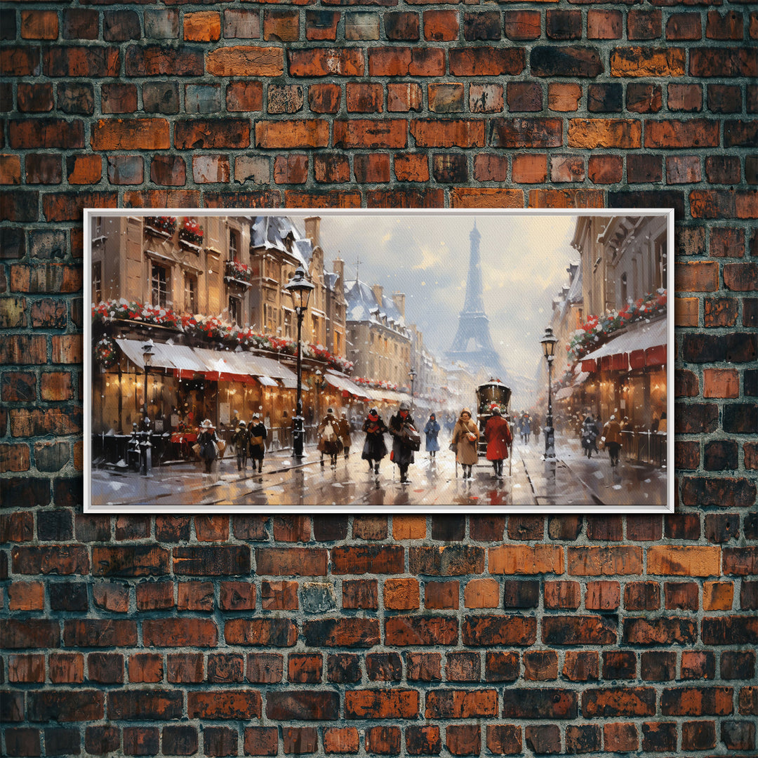 Winter Wonderland - Paris In The  Snow at Christmas Time - Framed Canvas Print - Christmas Decor