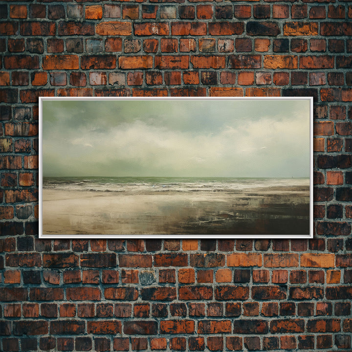 Landscape Oil Painting Canvas Print Wall Art, Nature Framed Large Gallery Art, Minimalist Art, Ready To Hang, Moody and Drab Art