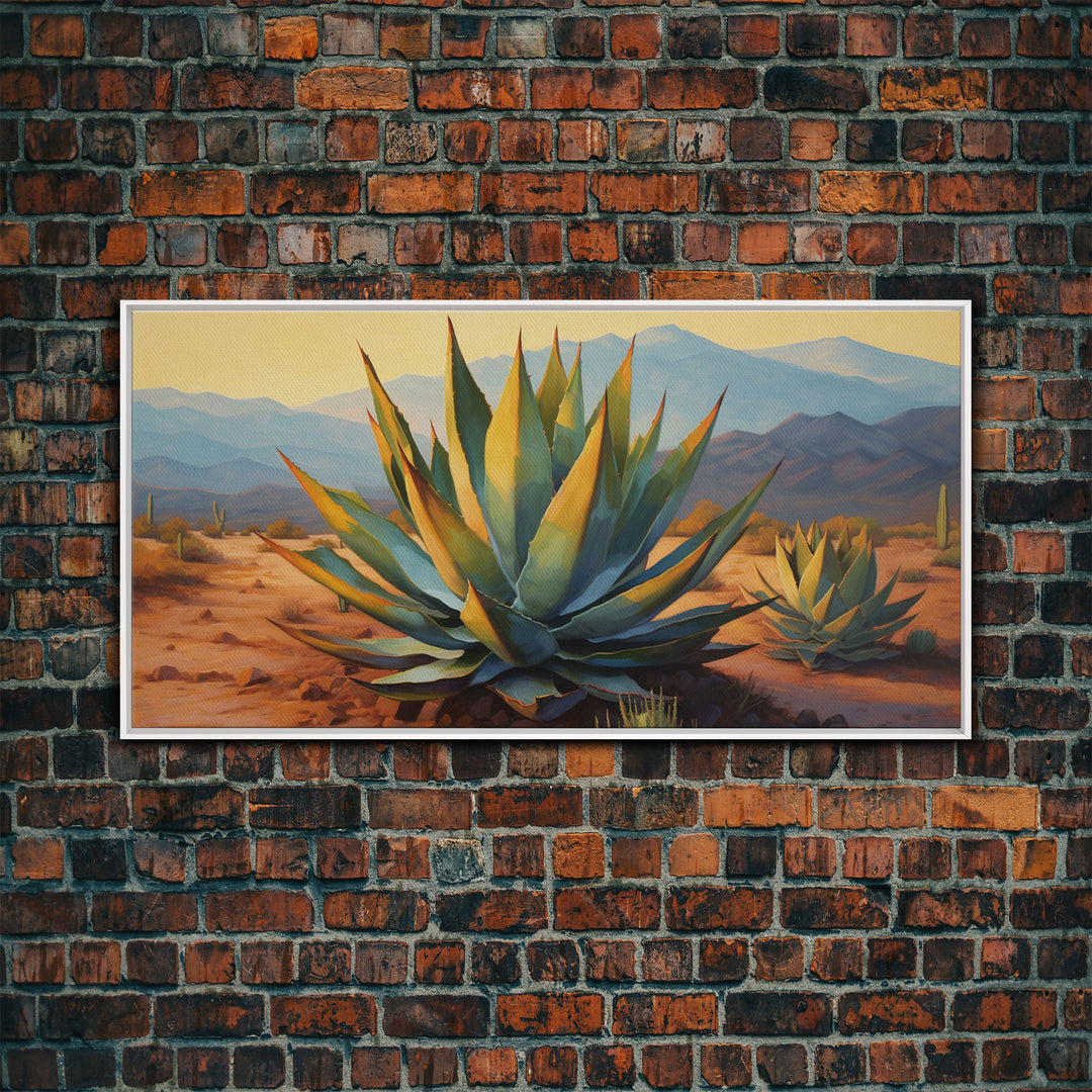 Southwestern Wall Art, Agave Desert Canvas Ready to Hang Large Print, Oil Painting, Landscape Wall Art, Desert Decor