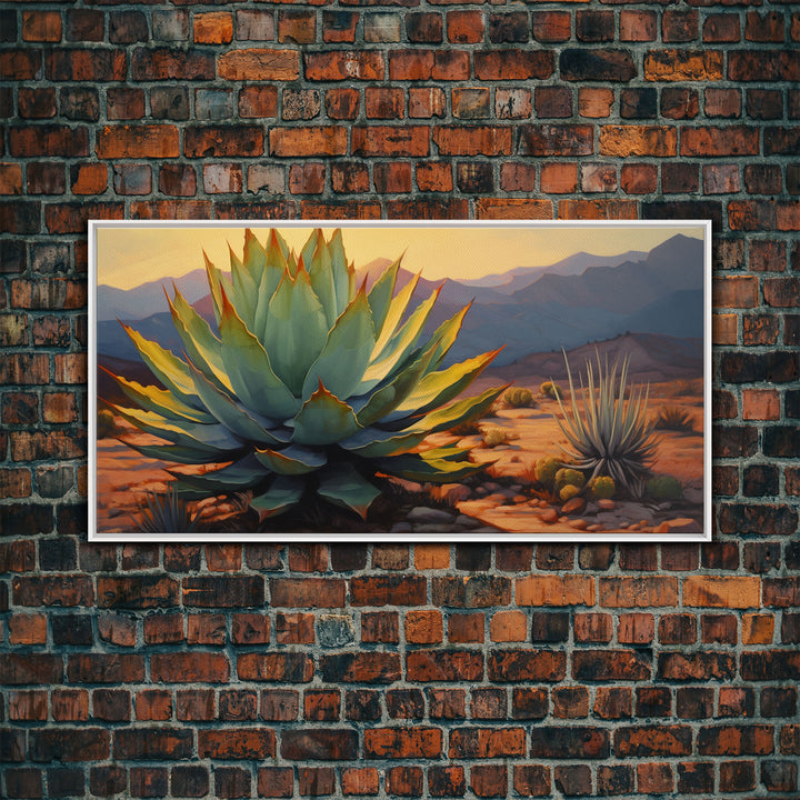 Southwestern Wall Art, Agave Desert Canvas Ready to Hang Large Print, Oil Painting, Landscape Wall Art, Desert Decor