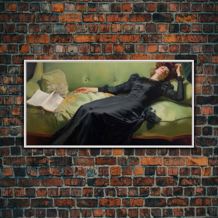 One Of Those Days, Conked Out On The Couch, Decadent Young Woman, Gilded Age Inspired Victorian Female Figure Wall Art