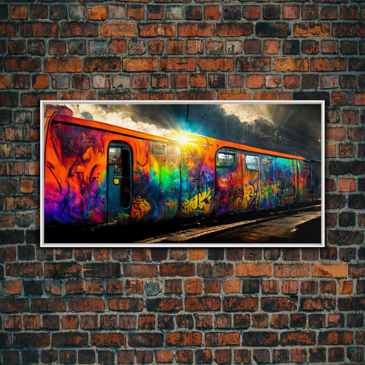 Train car graffiti wall decor, train box car, ready to hang canvas print wall art, graffiti art