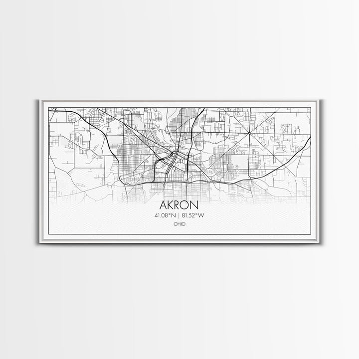 Akron Street Map, Ohio Map, Map Print, Modern Art, Wall Art, Canvas Print, Wall Hanging, Office Wall Décor, Couples Gift, City Map Canvas