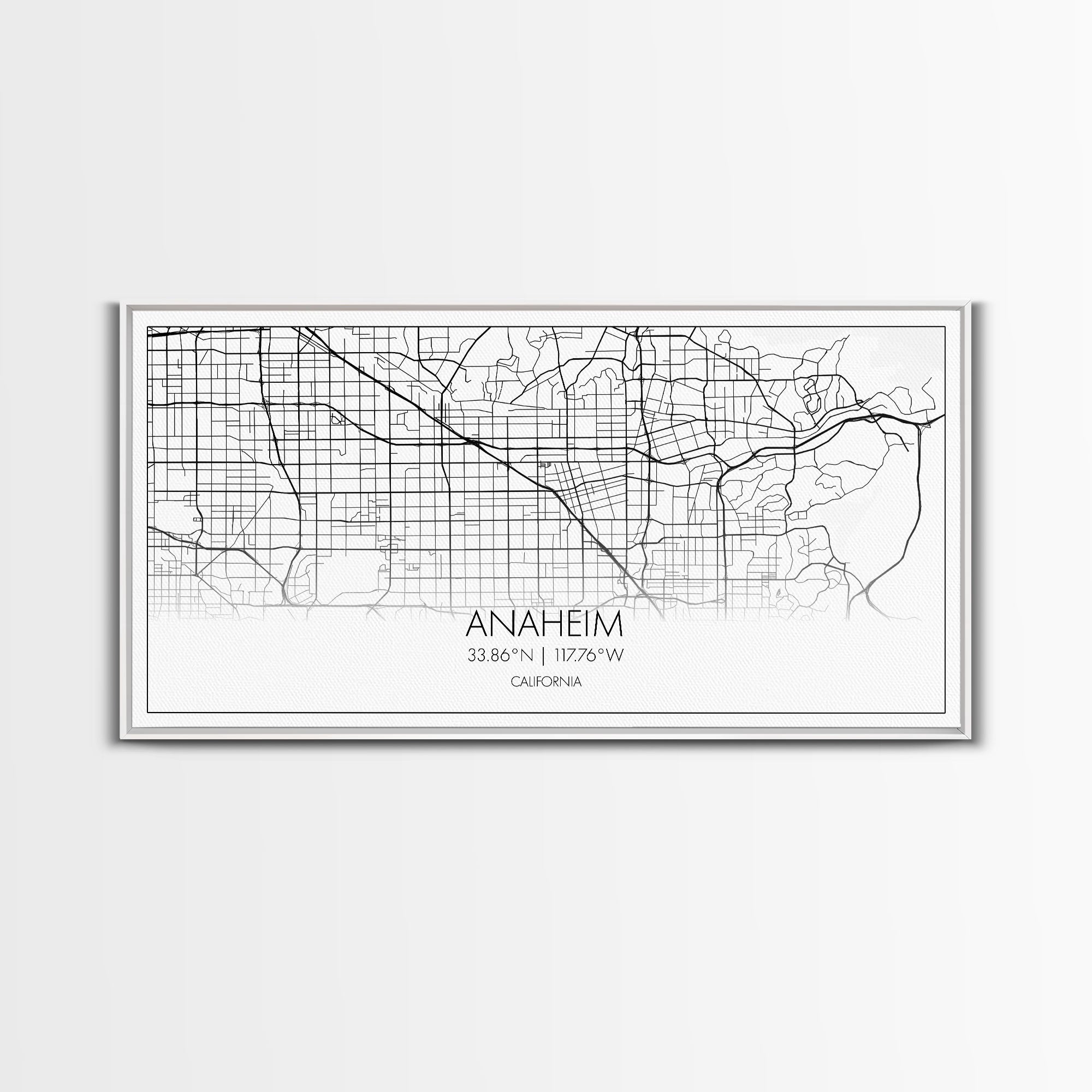 Anaheim Street Map, California Map, Map Print, Modern Art, Wall Art, Canvas Print, Room Décor Aesthetic, Indie Room Décor, Wall Prints