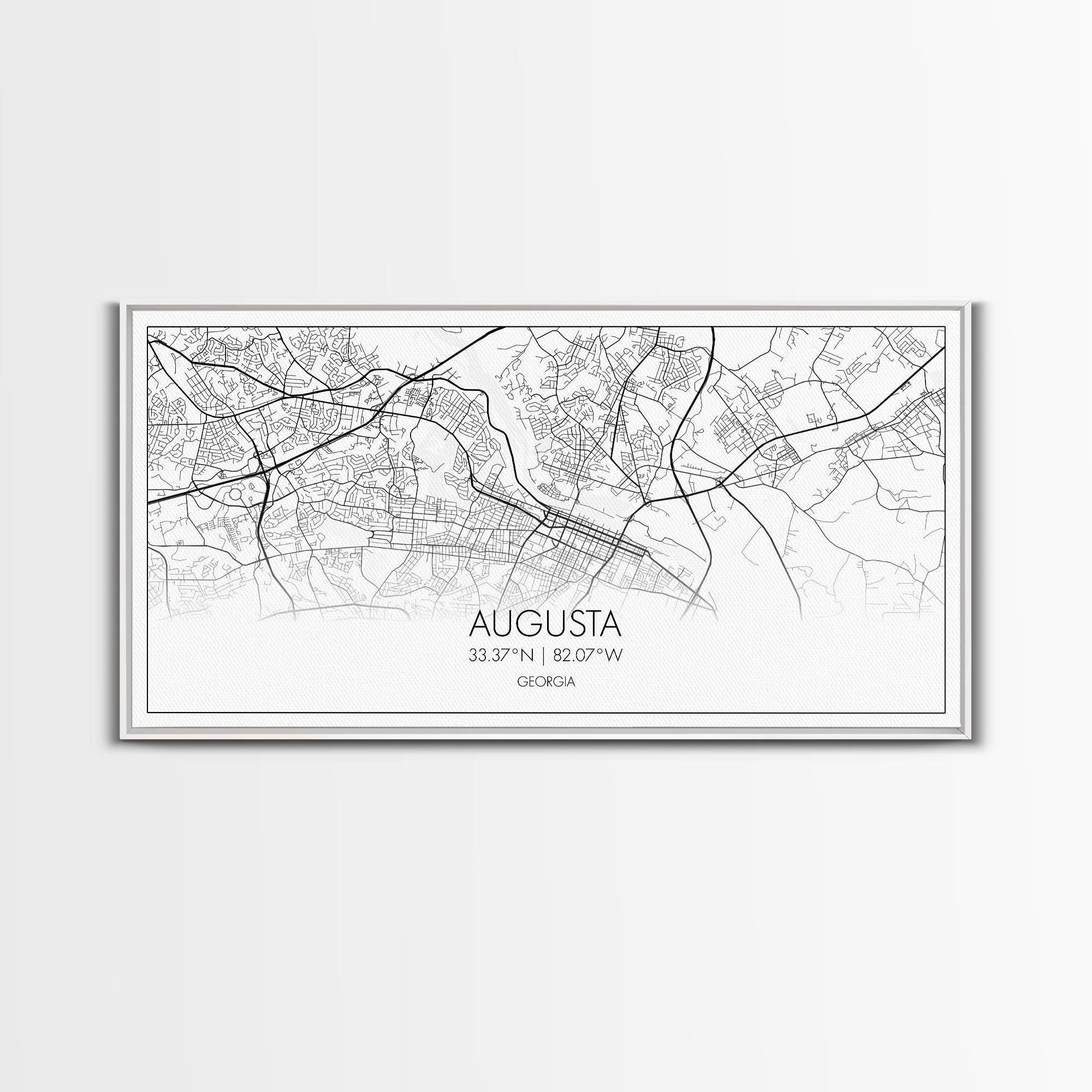 Augusta Street Map, Georgia Map, Map Print, Modern Art, Wall Art, Canvas Print, Farmhouse Décor, College Dorm Décor, Teacher Gift, Prints