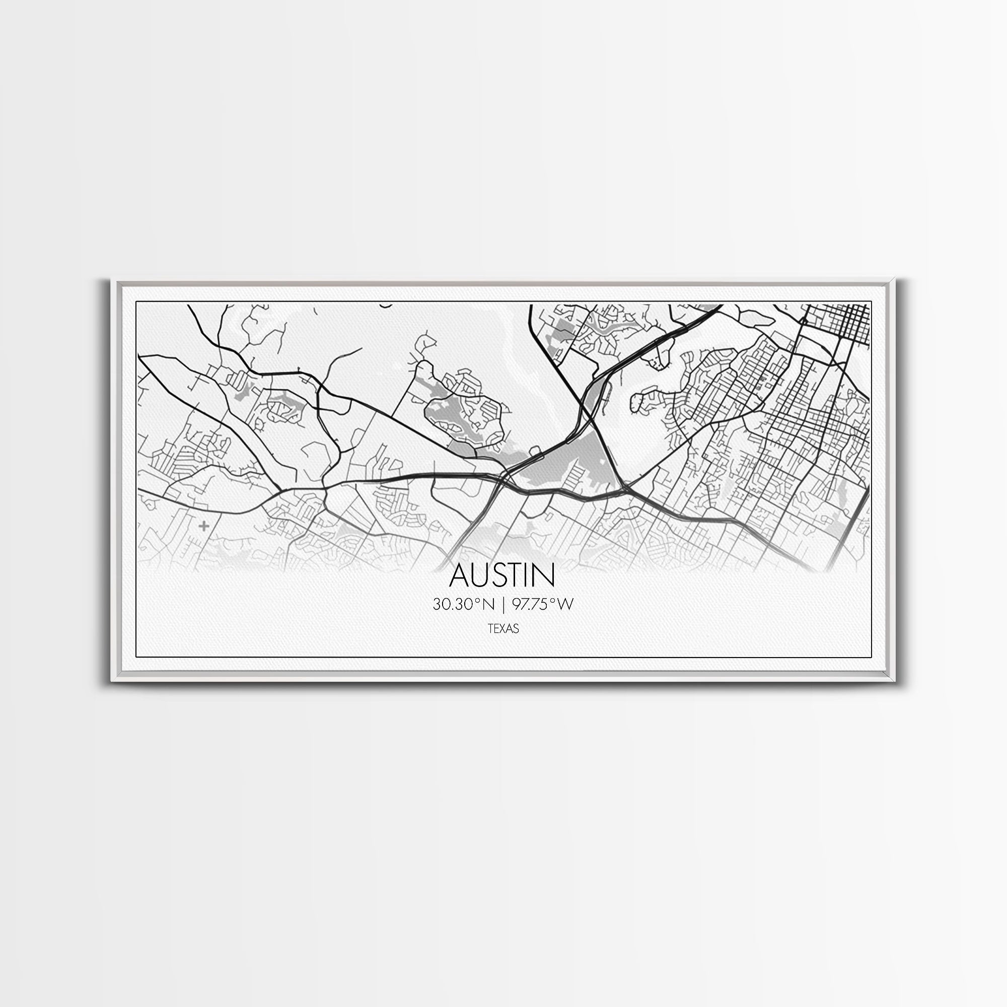 Austin Street Map, Texas Map, Map Print, Modern Art, Wall Art, Canvas Print, Teen Girl Room Décor, Gift For Coworker, Bookshelf Décor