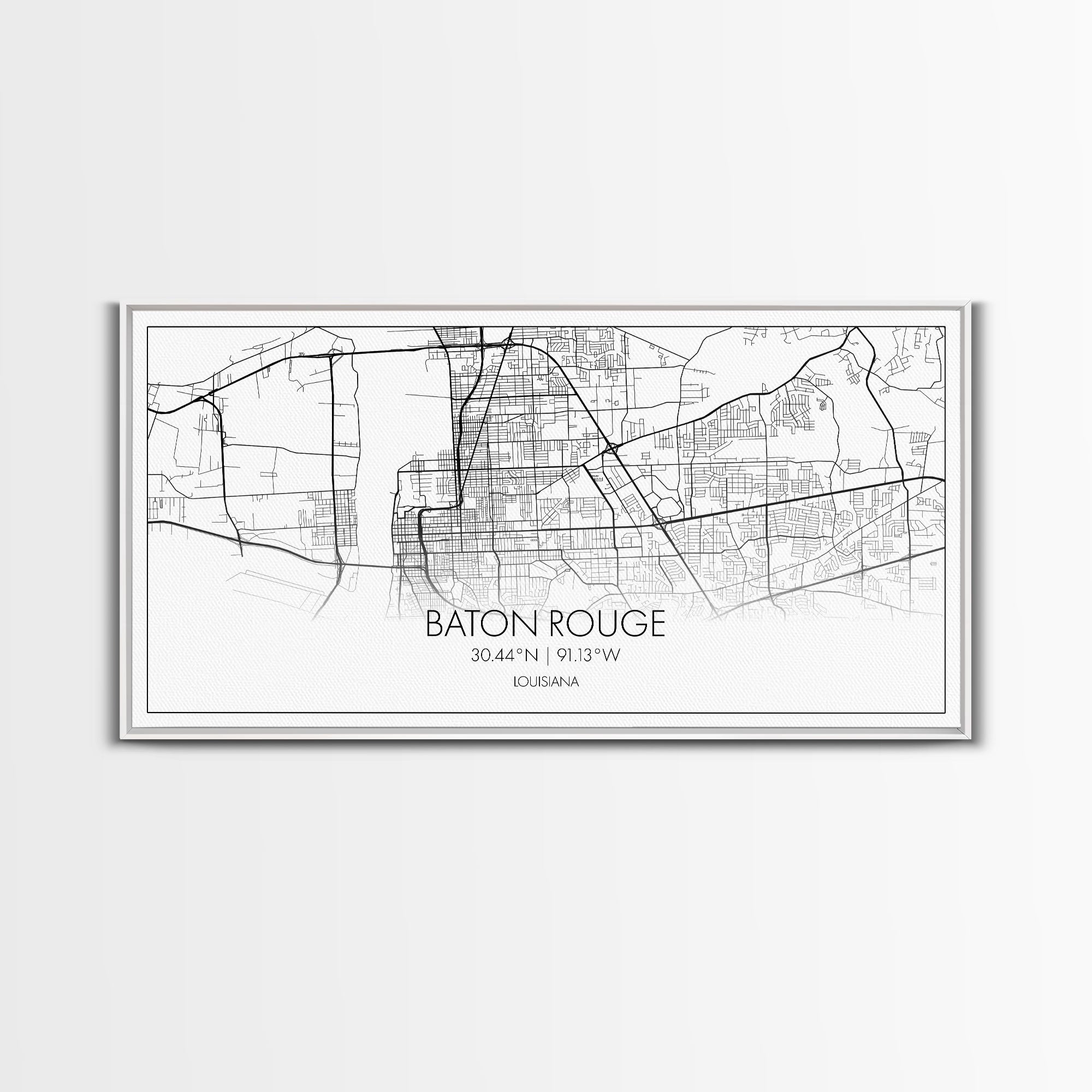 Baton Rouge Street Map, Louisiana Map, Map Print, Modern Art, Wall Art, Canvas Print, Realtor Gift, Wall Art Above Bed, Home Wall Décor