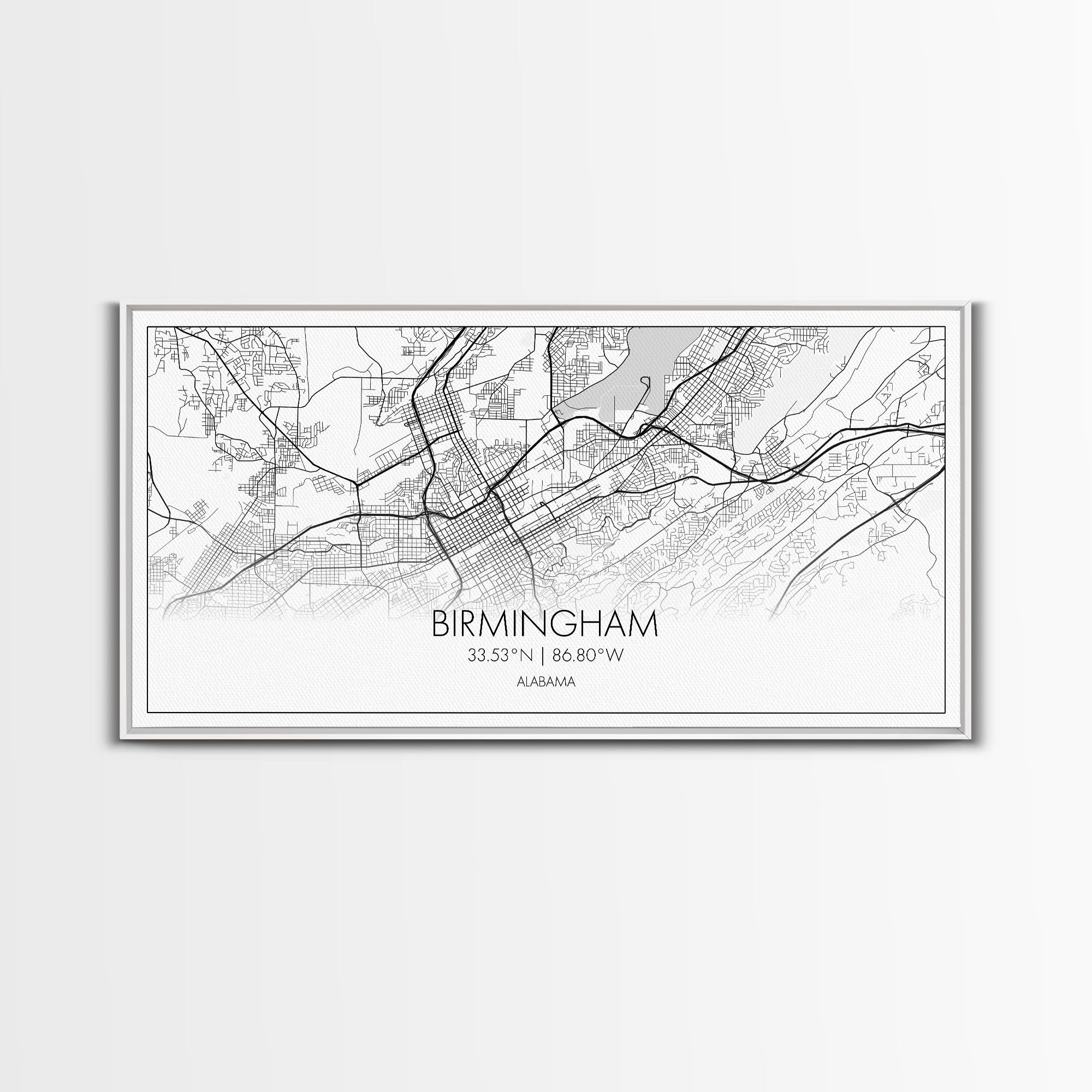 Birmingham Street Map, Alabama Map, Map Print, Modern Art, Wall Art, Canvas Print, Hometown Gifts, Entryway Décor, Farmhouse Wall Art