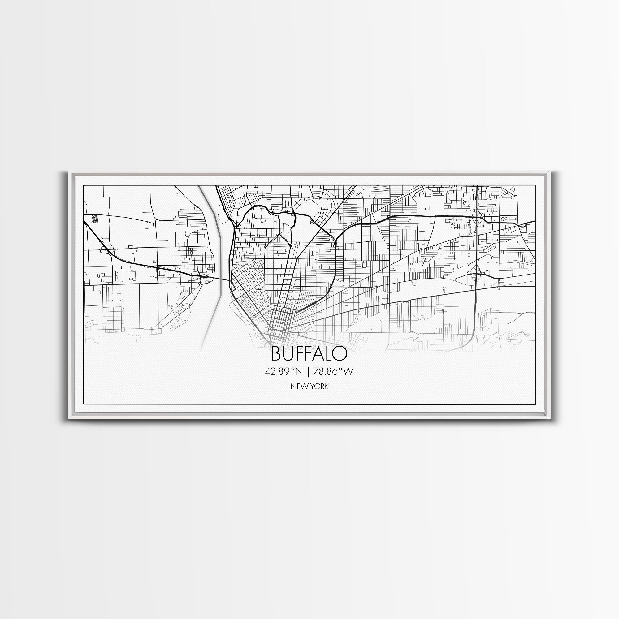 Buffalo Street Map, New York Map, Map Print, Modern Art, Wall Art, Canvas Art, Gift For Newlyweds, Gift For Parents, Apartment Décor