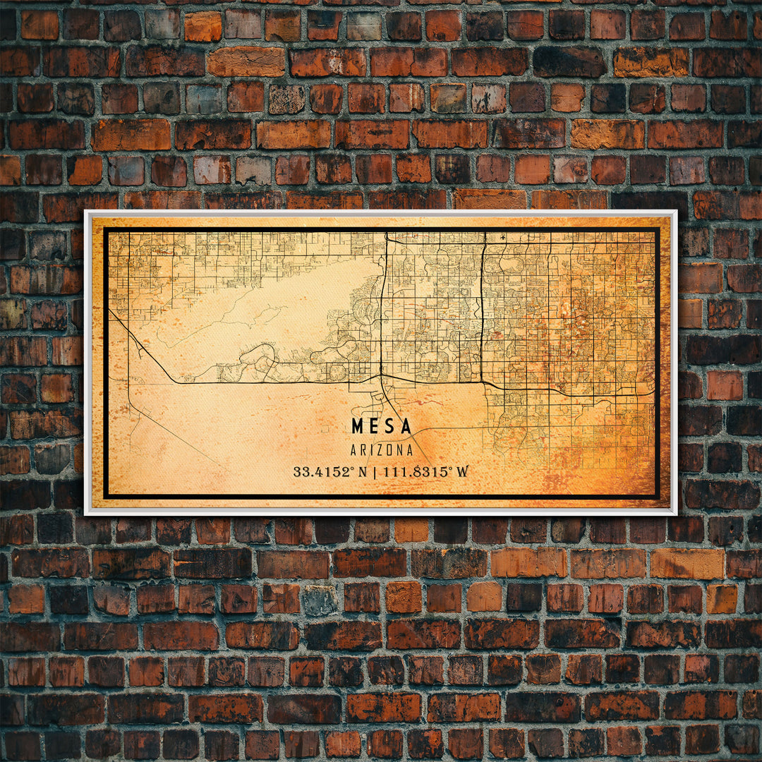 Mesa Arizona United States map print poster or Framed canvas | Arizona United States road map print poster canvas, distressed map art