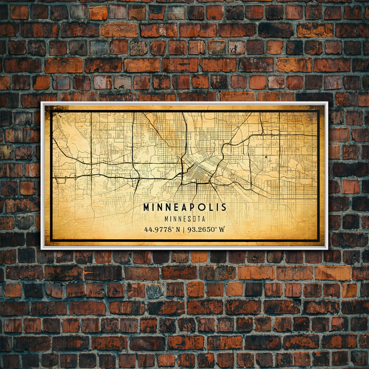 Minneapolis map print poster or framed canvas, Minnesota map print poster canvas, Minneapolis road map print poster canvas