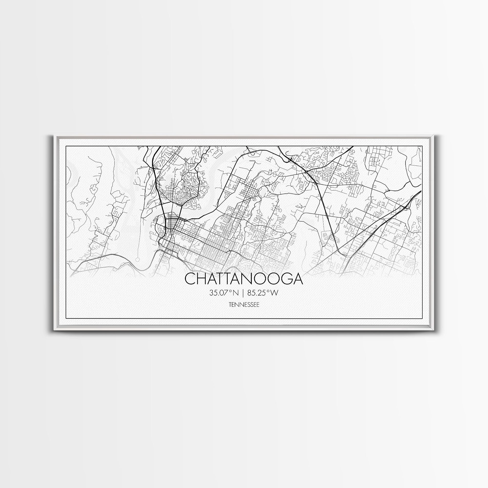 Chattanooga Street Map, Tennessee Map, Map Print, Modern Art, Wall Art, Canvas Art, Cute Room Décor, Wall Art Canvas, Trendy Wall Art