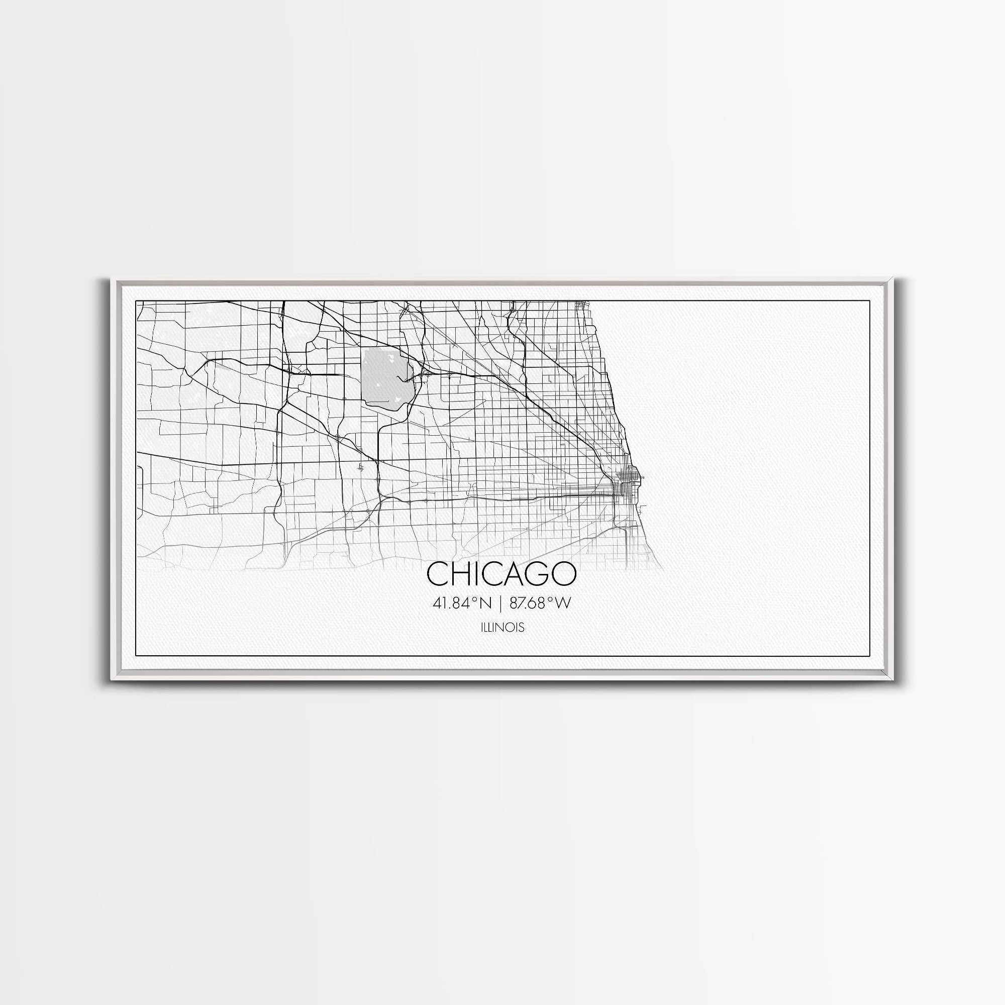 Chicago Street Map, Illinois Map, Map Print, Modern Art, Wall Art, Canvas Art, Apartment Décor, Housewarming Gift, Dorm Wall Art, Office Art