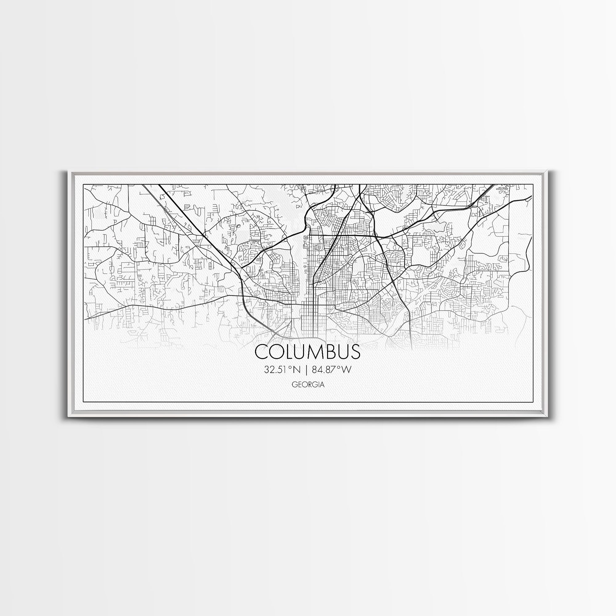 Columbus Street Map, Georgia Map, Map Print, Modern Art, Wall Art, Canvas Art, Couple Wall Décor, Bedroom Décor Man, Appreciation Gift