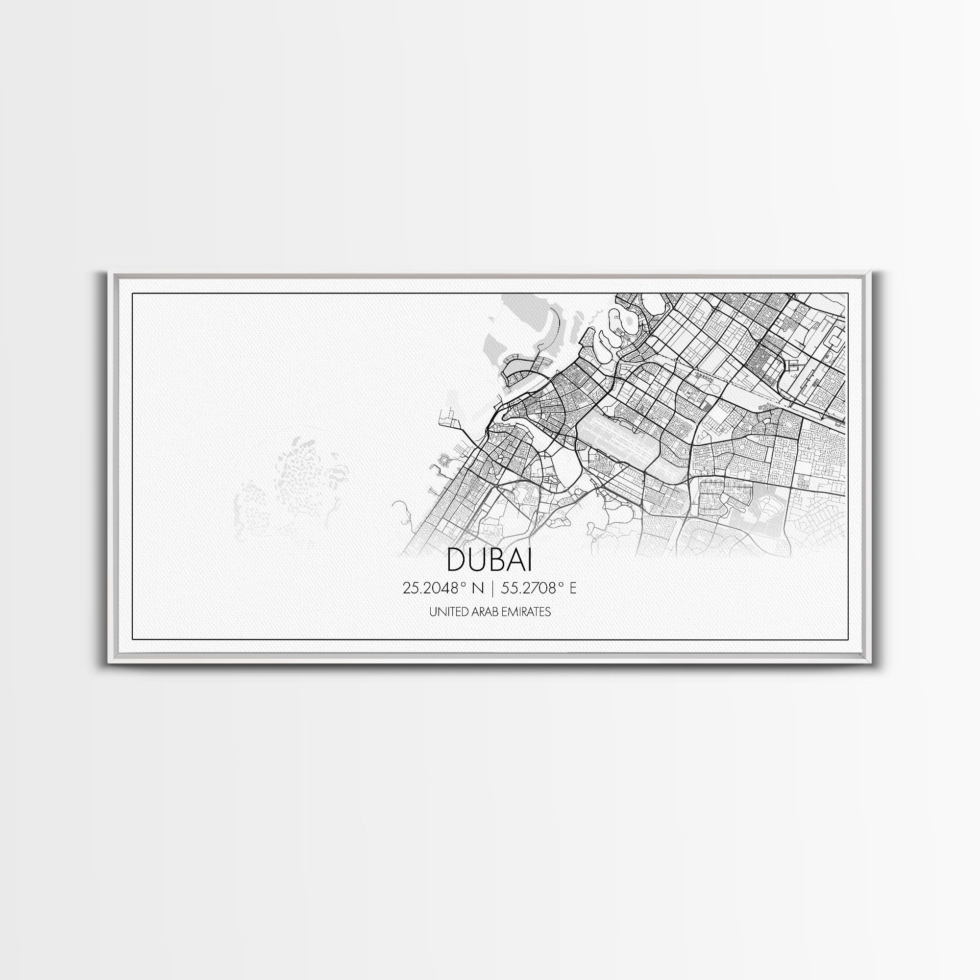 Dubai Street Map, United Arab Emirates Map, Map Print, Minimalist Art, Wall Art, Canvas Art, Cabin Wall Art, Gift For Traveler, Room Décor