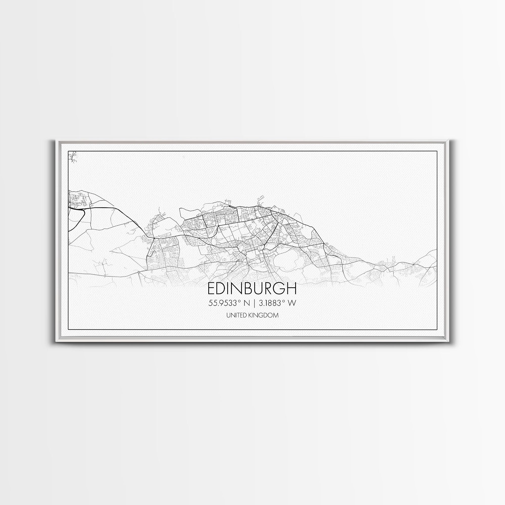 Edinburgh Street Map, Scotland Map, Map Art, Minimalist Art, Wall Art, Canvas Art, Travel Wall Art, Husband Gift, Office Décor For Men