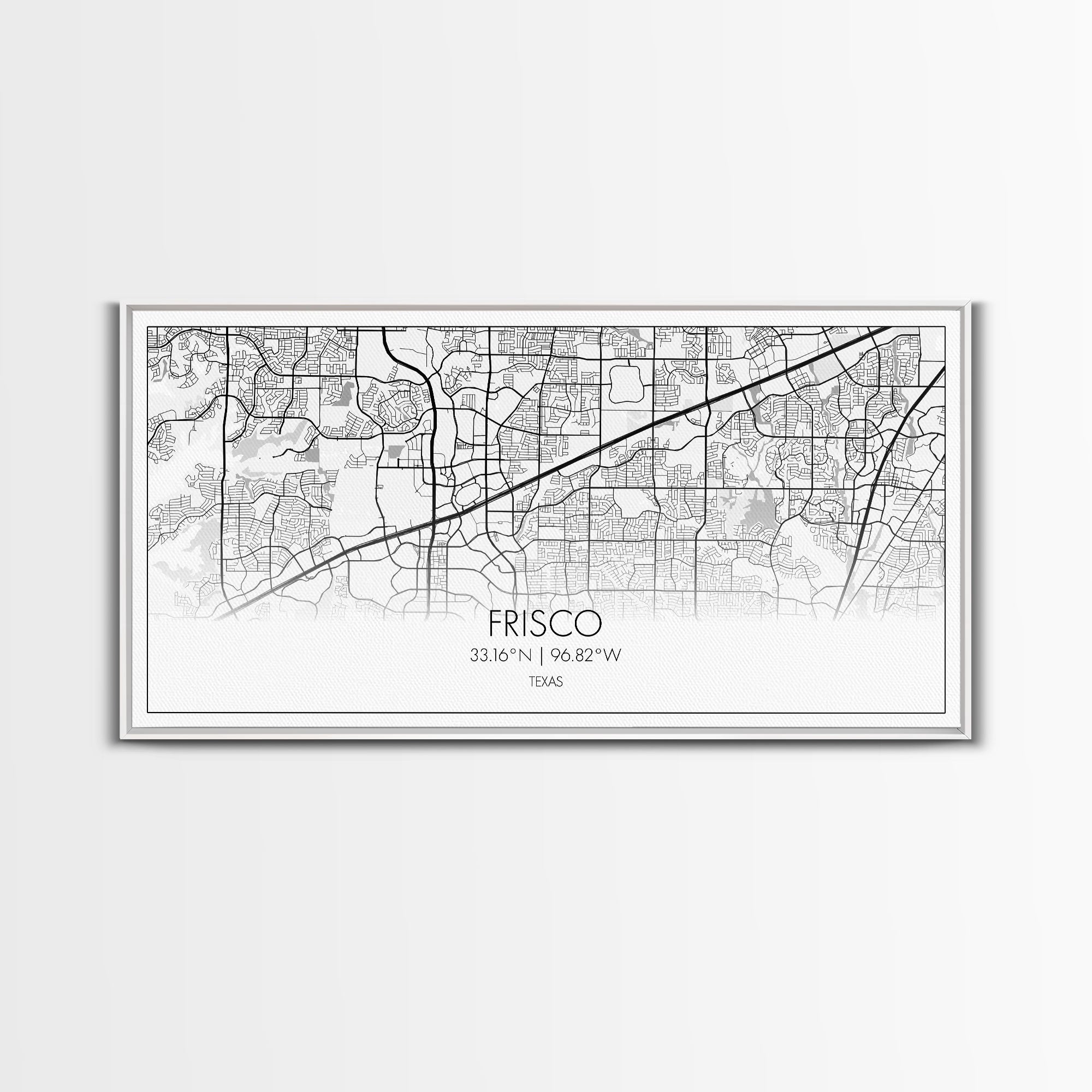 Frisco City Map, Texas Map, Map Art, Minimalist Art, Wall Art, Canvas Art, Black And White Art, College Student Gift, Man Cave Décor, Prints