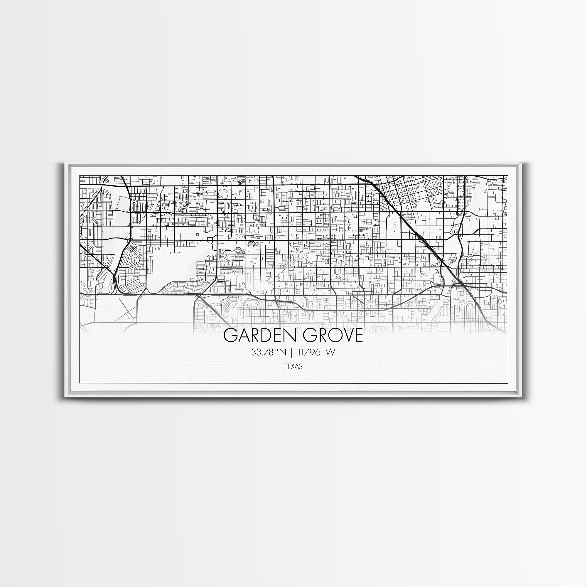 Garden Grove City Map, Texas Map, Map Art, Minimalist Art, Wall Art, Canvas Art, Farmhouse Wall Art, Hunting Décor, College Apartment Art